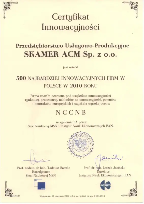 Innovation certificate